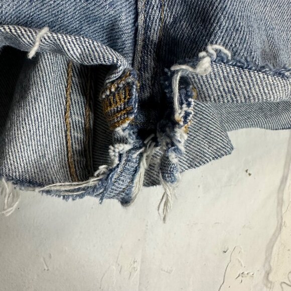 Agolde Womens Cotton Denim Button Up Cut Off Hem Parker Jean Shorts Blue 27 - Picture 6 of 11